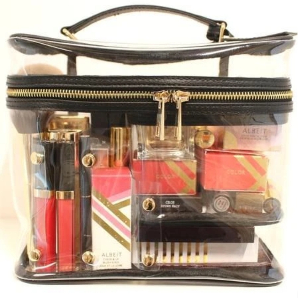 Plastic zip cosmetic Travel Bag with Compartments